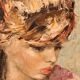 Oil portrait signed Betty Raphaël "the reader"