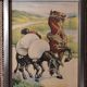 Set of 5 illustrations framed in glass the Fables of La Fontaine