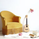 Mustard yellow velvet toad armchair