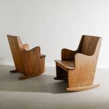 Vintage Swedish Wooden Pine Rocking Chairs by Axel Einar Hjorth, 1930s