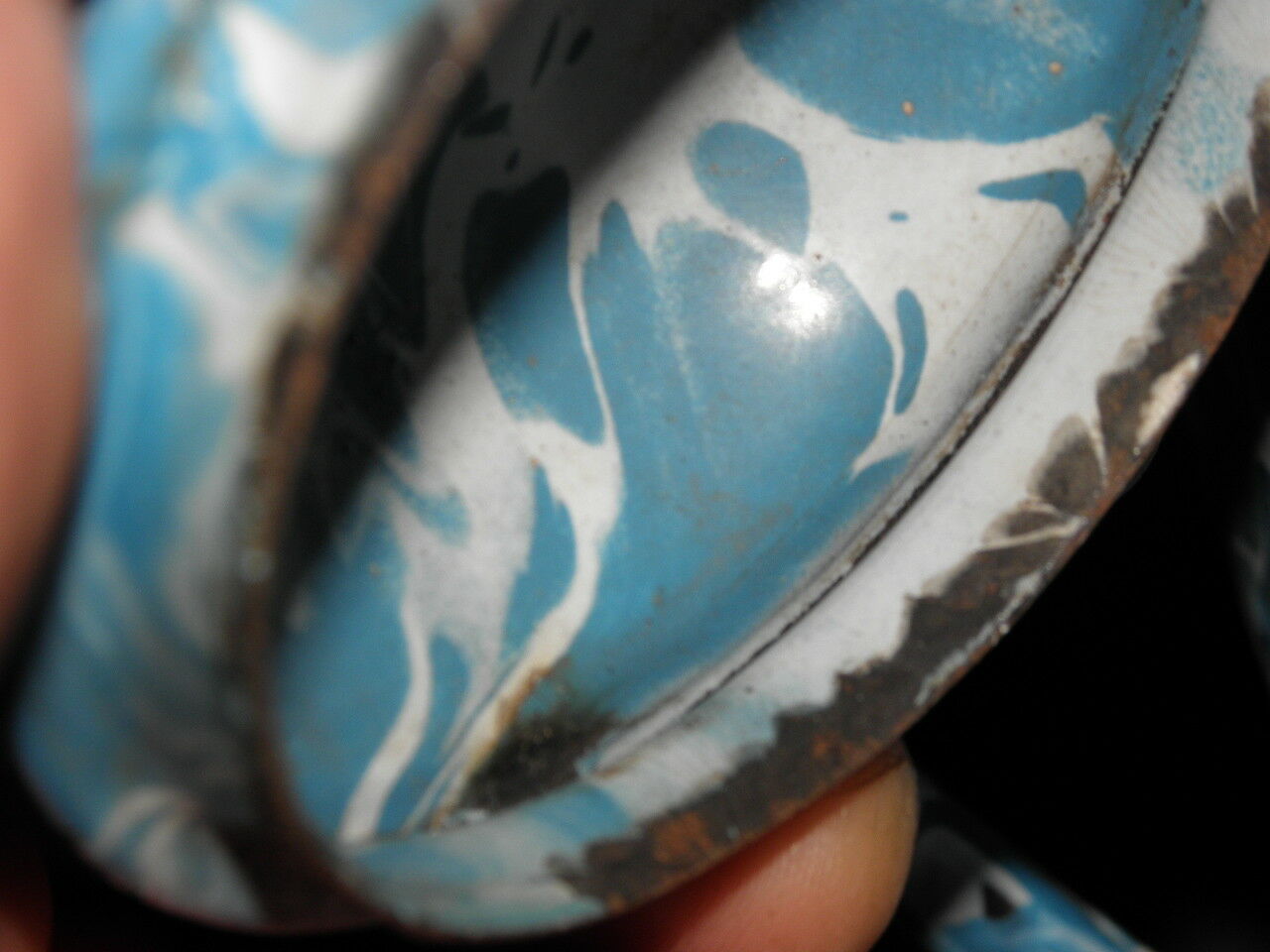 Vintage coffee maker in French sky blue enamel