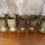 Set of 6 Mazagrans LE CEP Beige Stoneware Mugs Made In France Vintage