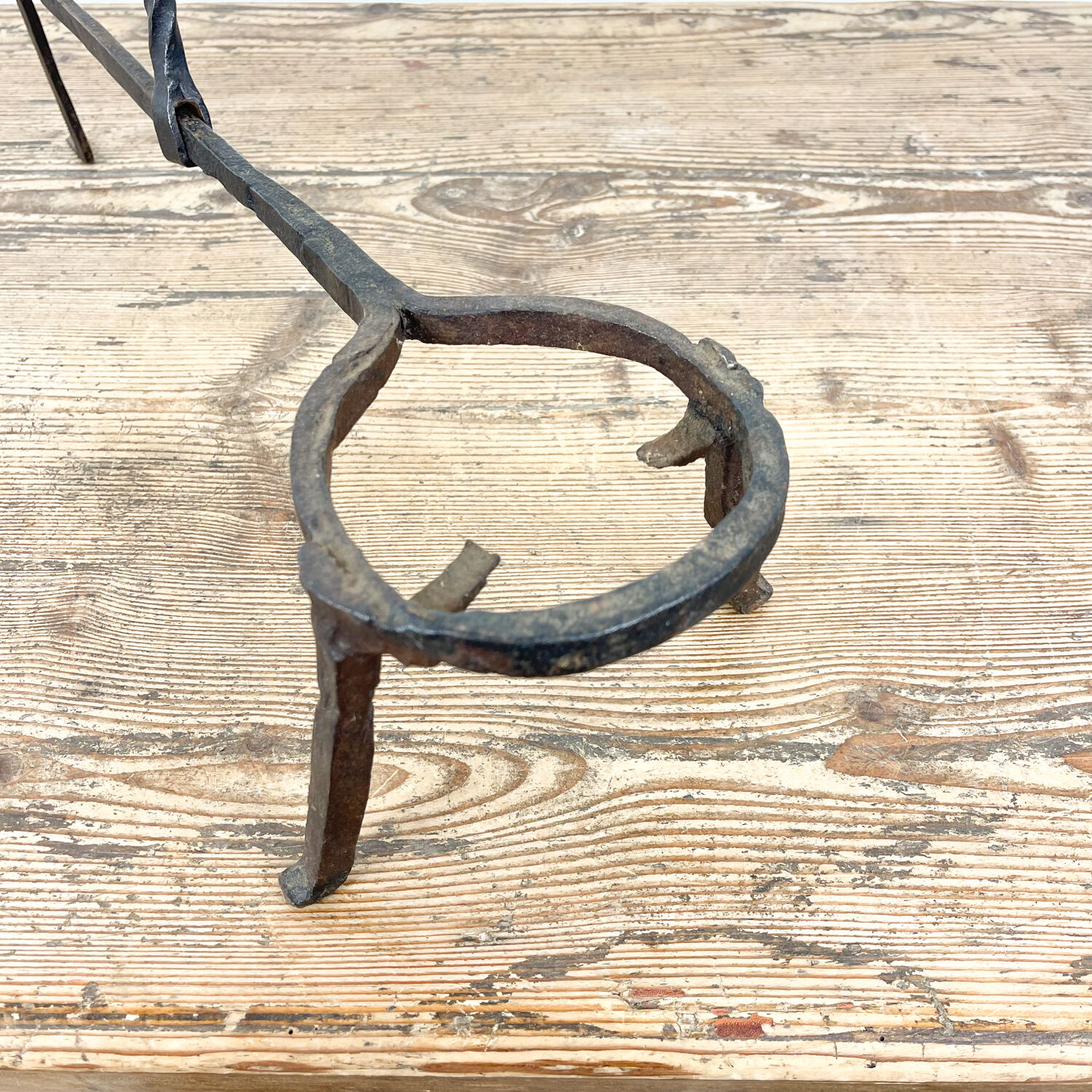 Antique wrought iron fire place pan trivet 18th century