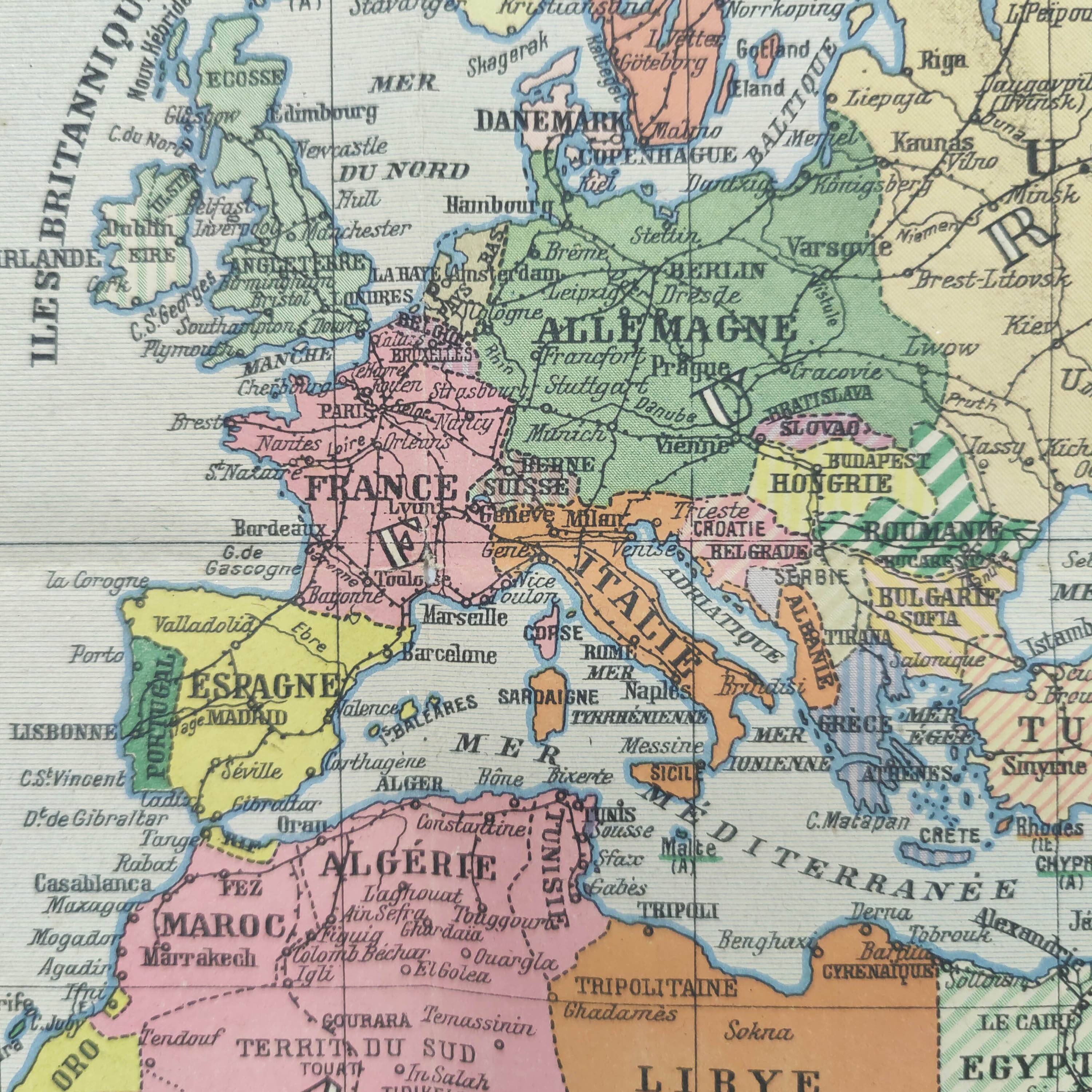 Large planisphere world map 105 by 74cm