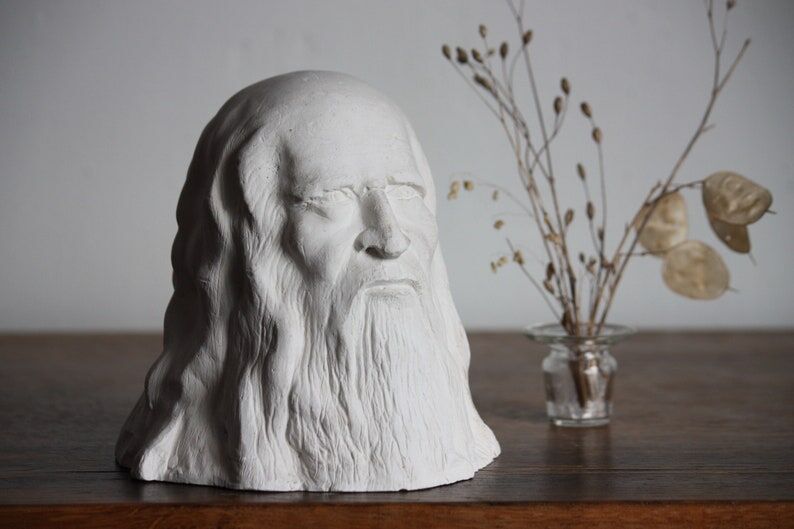 Plaster head depicting Leonardo da Vinci