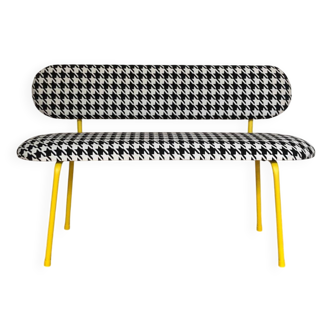 Houndstooth fabric bench