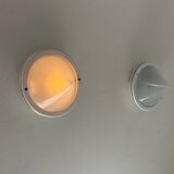 Pair of vintage sandblasted glass and metal wall lights, Prisma Italy 1980