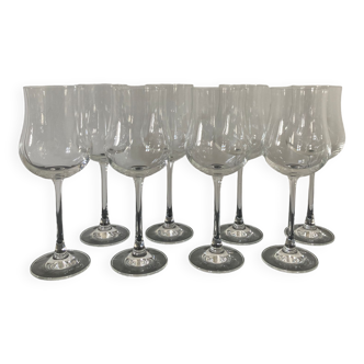 Set of 8 red wine glasses in crystalline, "Vinoble"