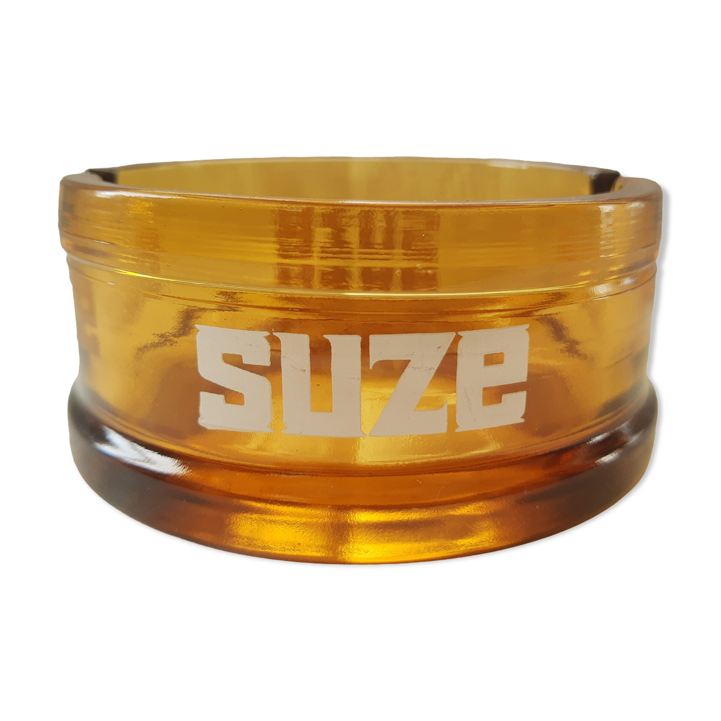 Advertising ashtray Suze vintage amber glass
