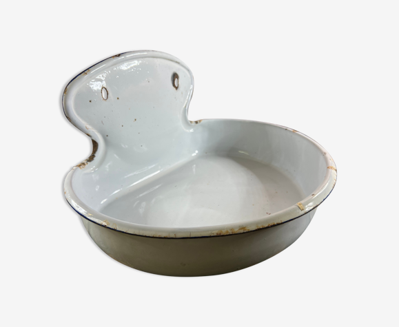 Lave main ancien émaillé blanc ou jardiniere émail jardin