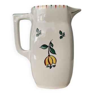 Vintage multicoloured ceramic water jug - Hungarian folk decoration, 1960s