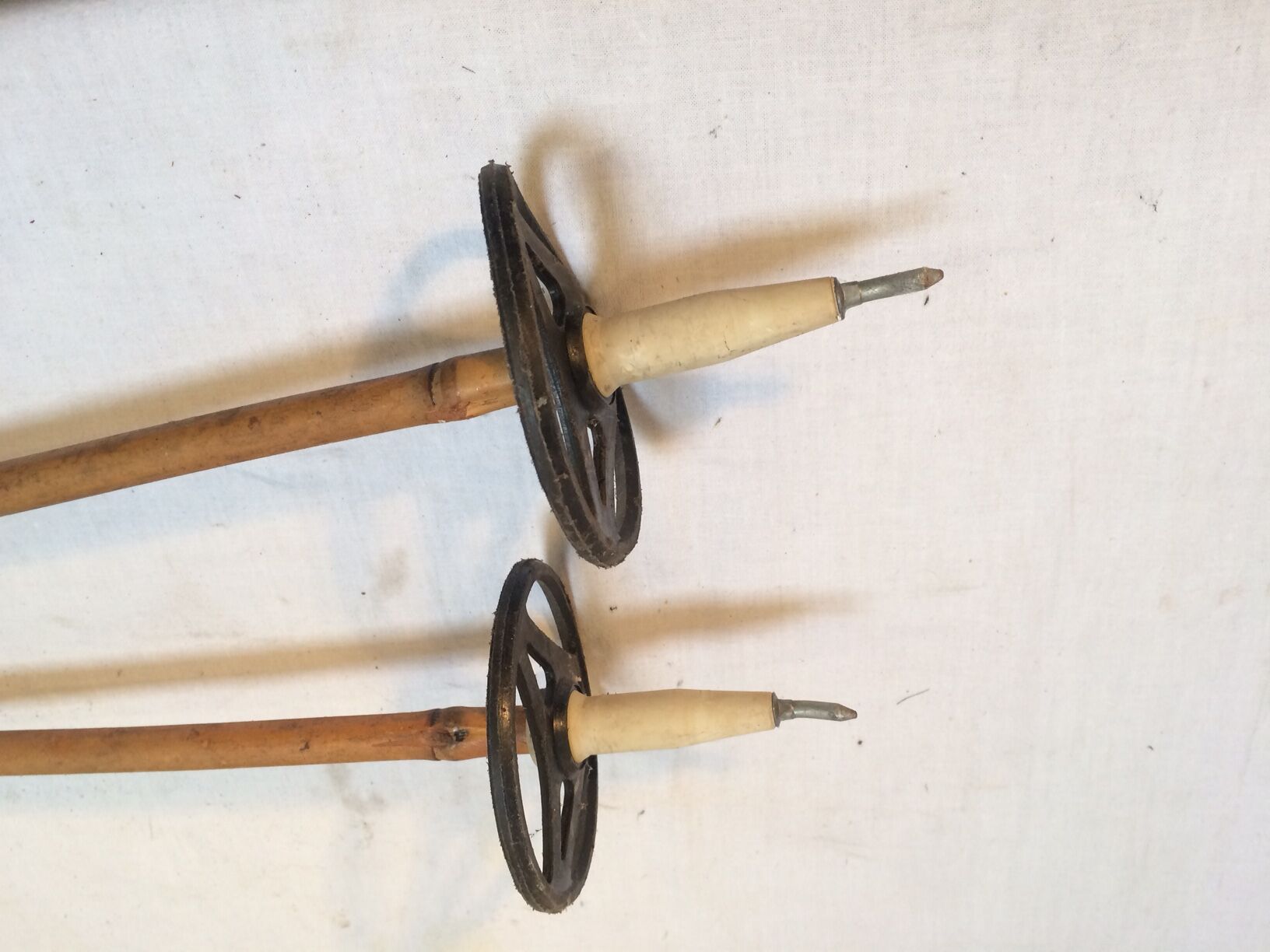 Ancient wooden and cork ski ings