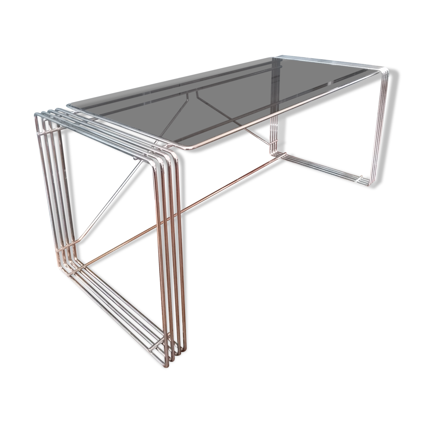 Glass and chrome coffee table 1970