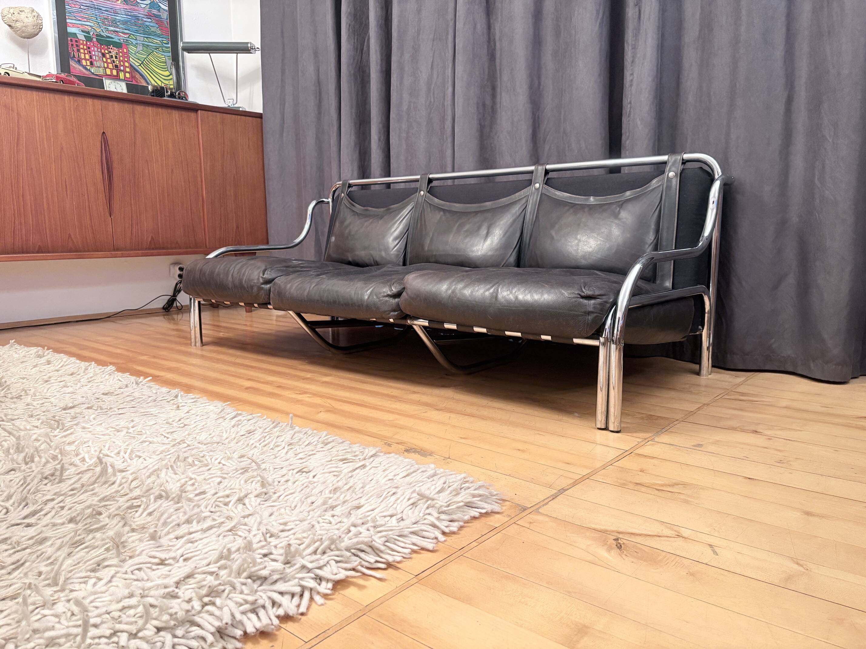 "Stringa" Three-Seater Sofa by Gae Aulenti, Poltronova, Italy, 1960s