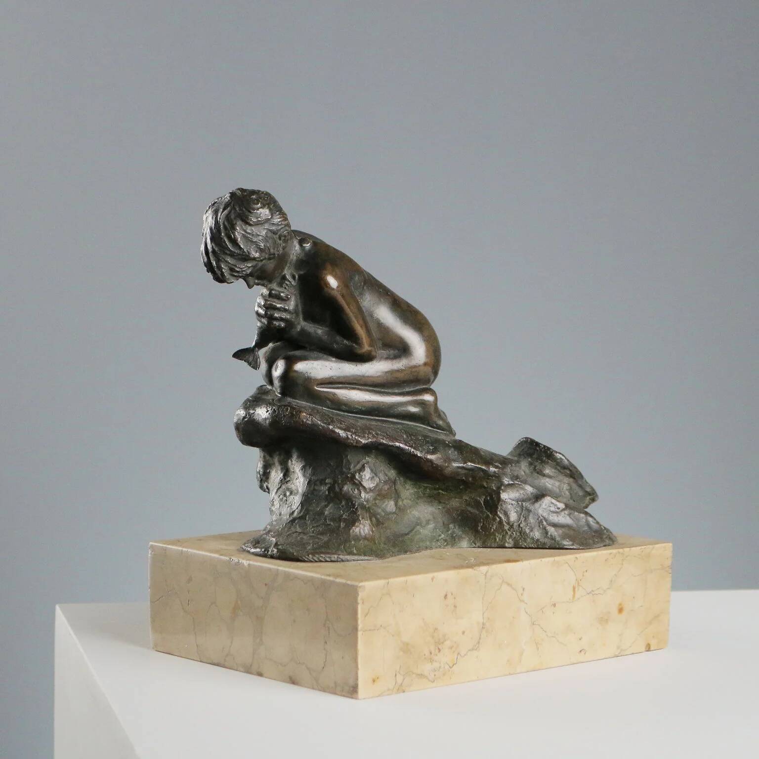 Ancient bronze figurine Vincenzo Gemito Fisherman 20th Century