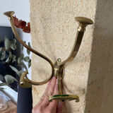 2 coat hooks with 4 branches in gilded brass