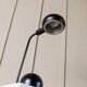 Lampe de bureau noire réglable, style postmoderne Memphis, design italien des années 1980, tête pivotante.