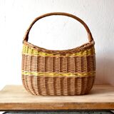 Vintage wicker basket crossed with a yellow scoubidou
