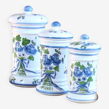 Set of 3 hand-painted cotton pots