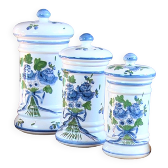 Set of 3 hand-painted cotton pots