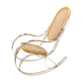 Vintage brass curved wooden rocking chair
