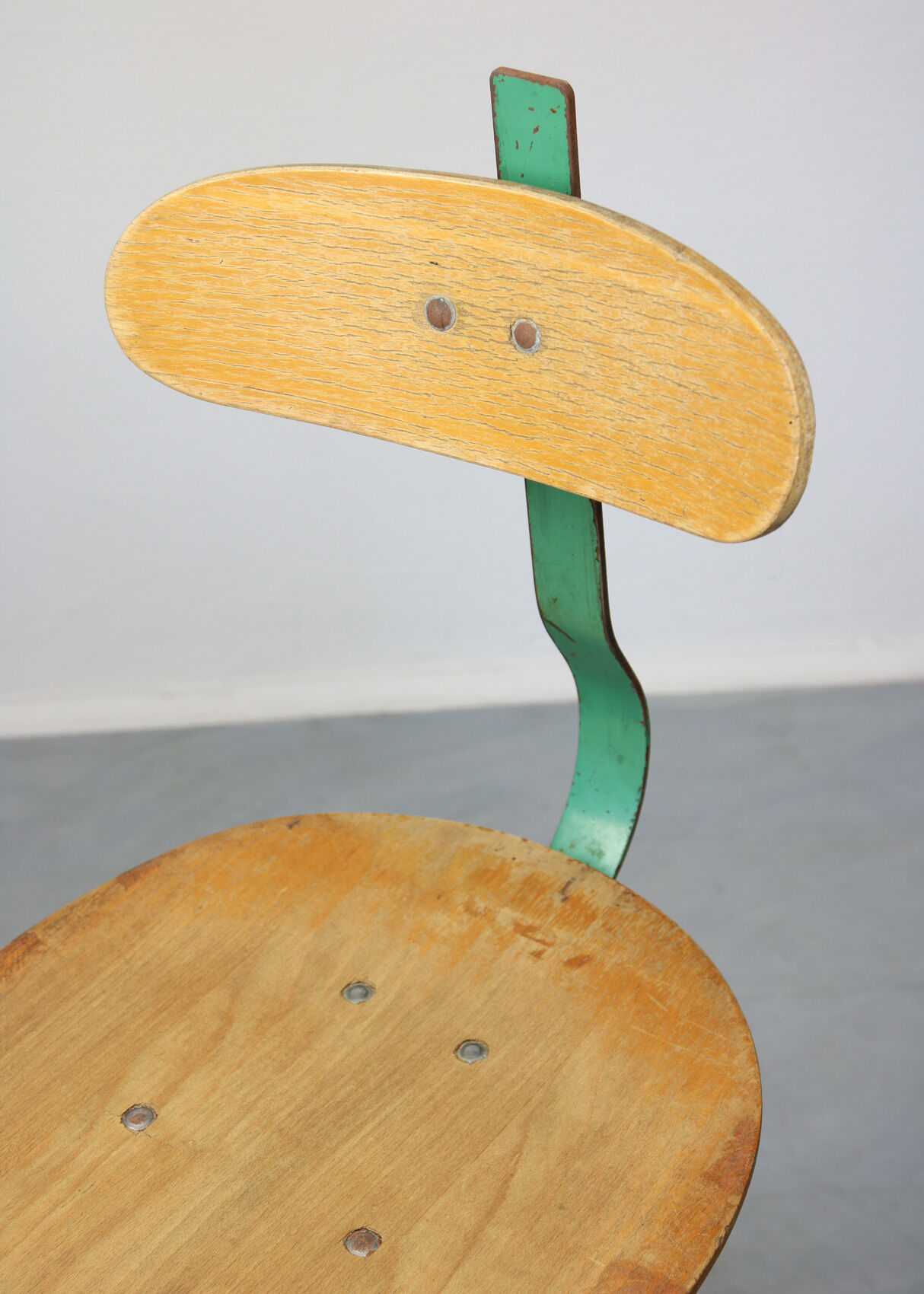 Set of 2 industrial mint green swivel chairs, 1960