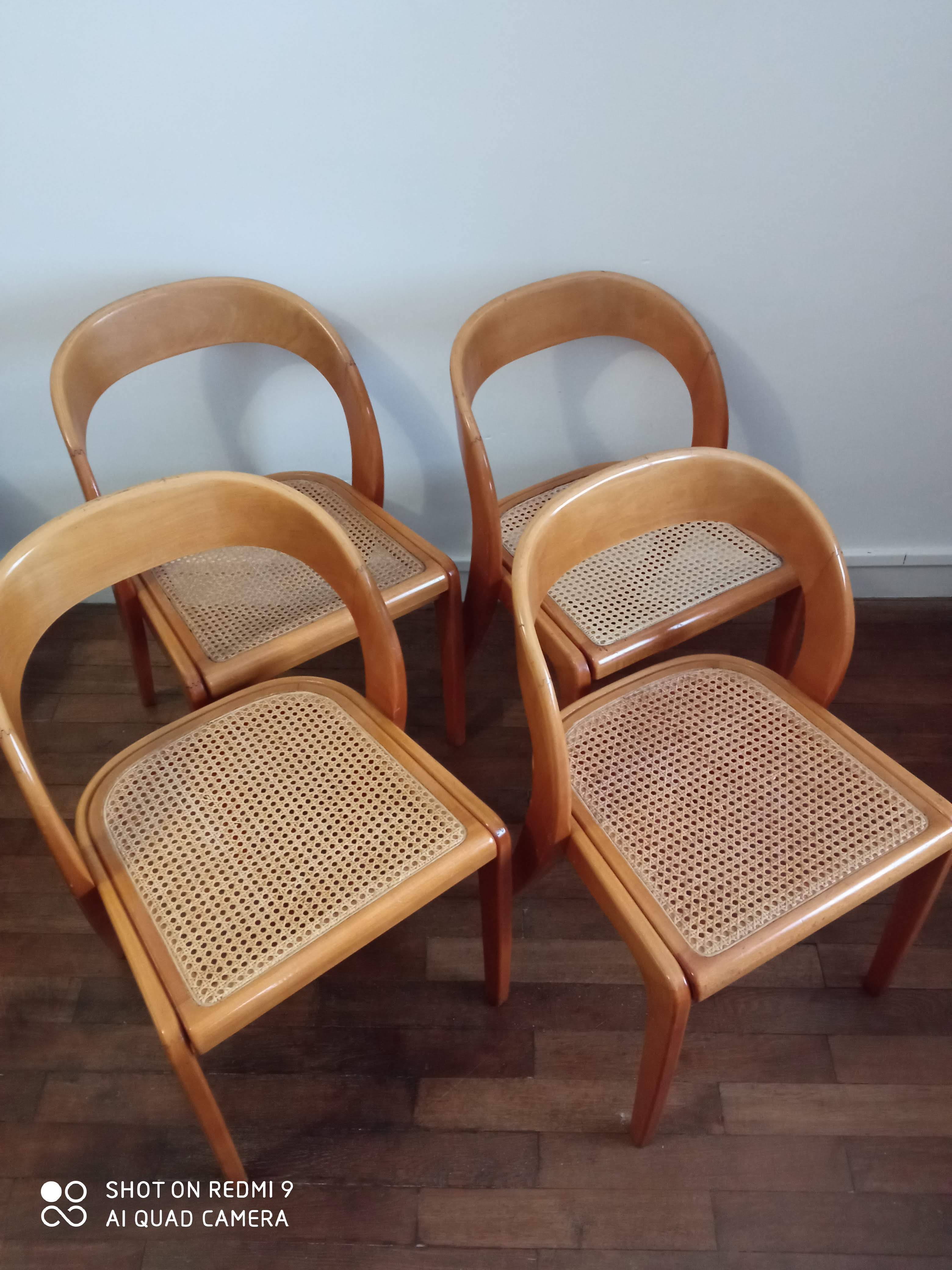 Baumann chairs model gondola in beech and cannage 1970
