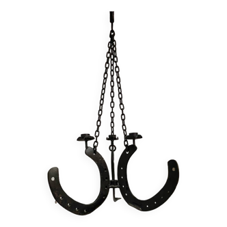 Brutalist horseshoe hanging candelabra
