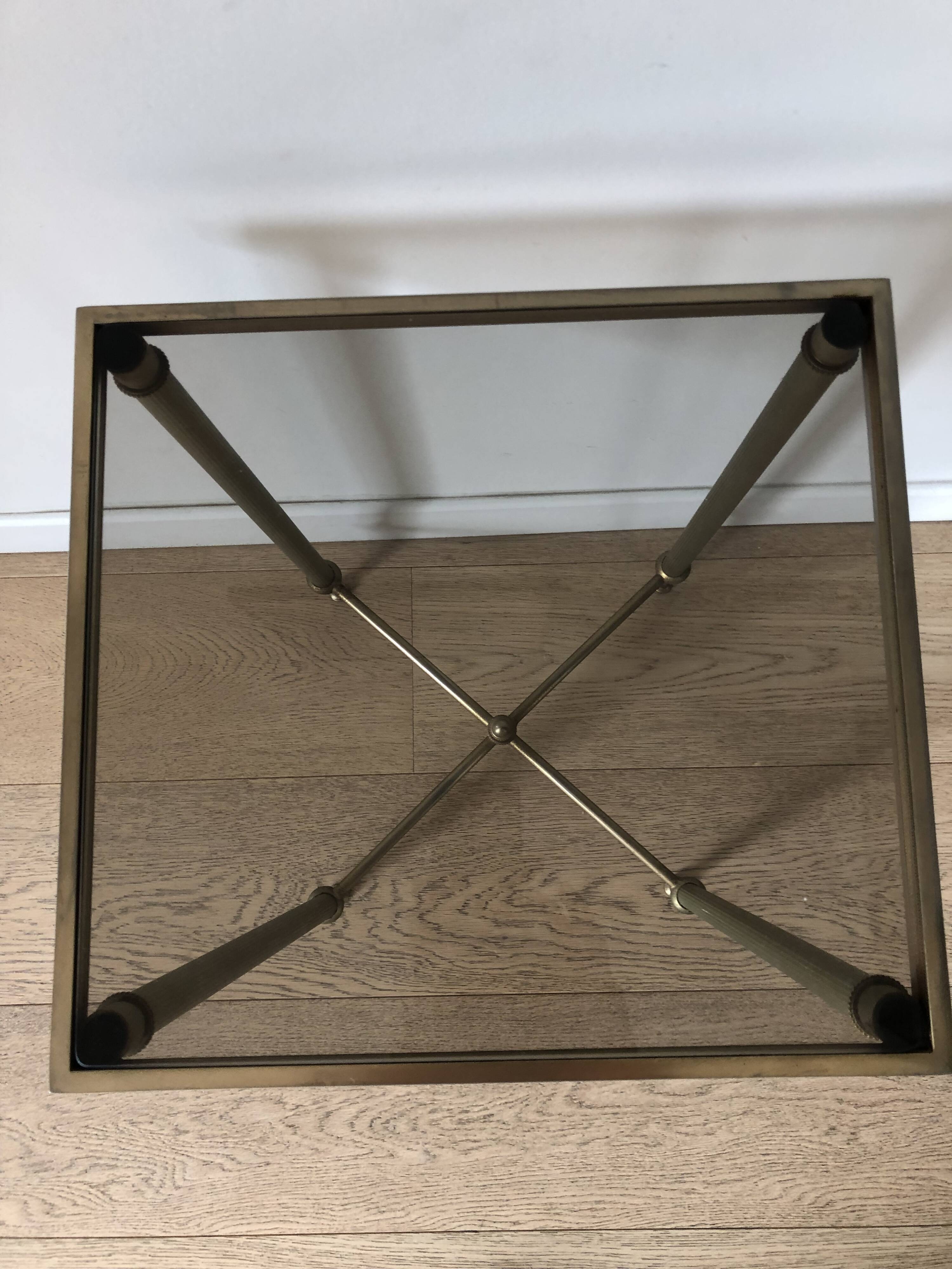 Brass and smoked glass stool