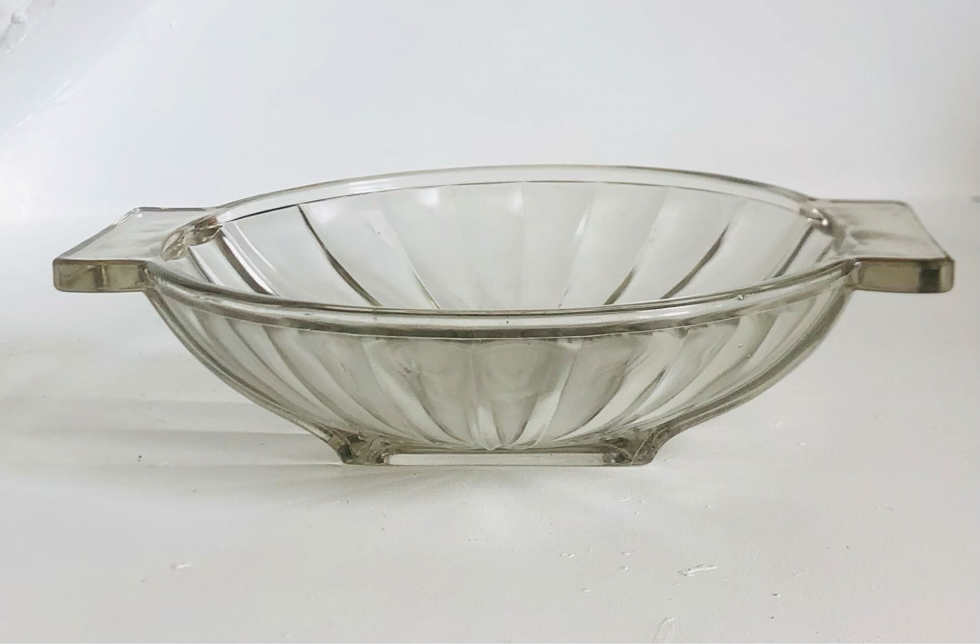 Art Deco pressed moulded glass bowl made in France