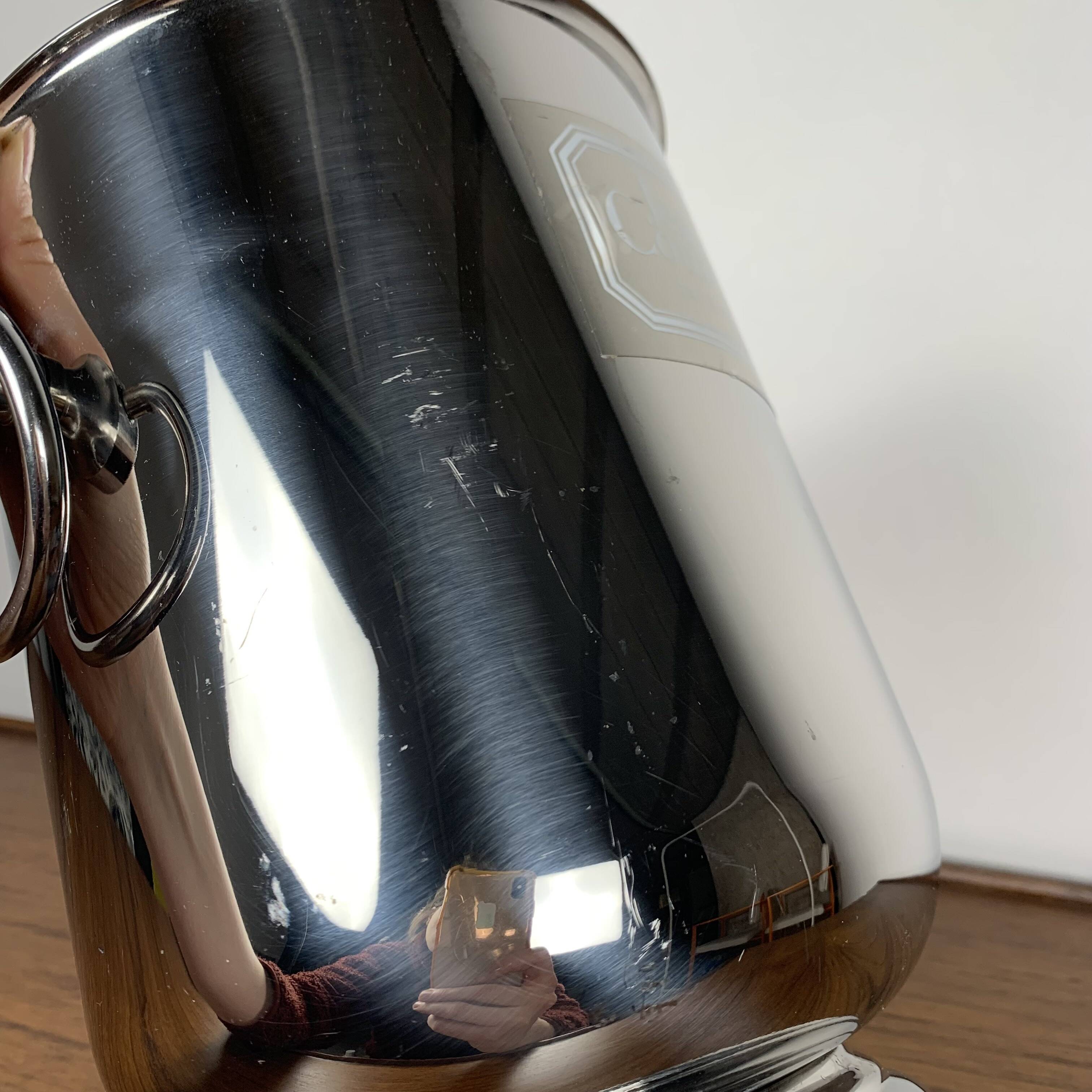 Sceau à champagne en inox Jean couzon, 1970