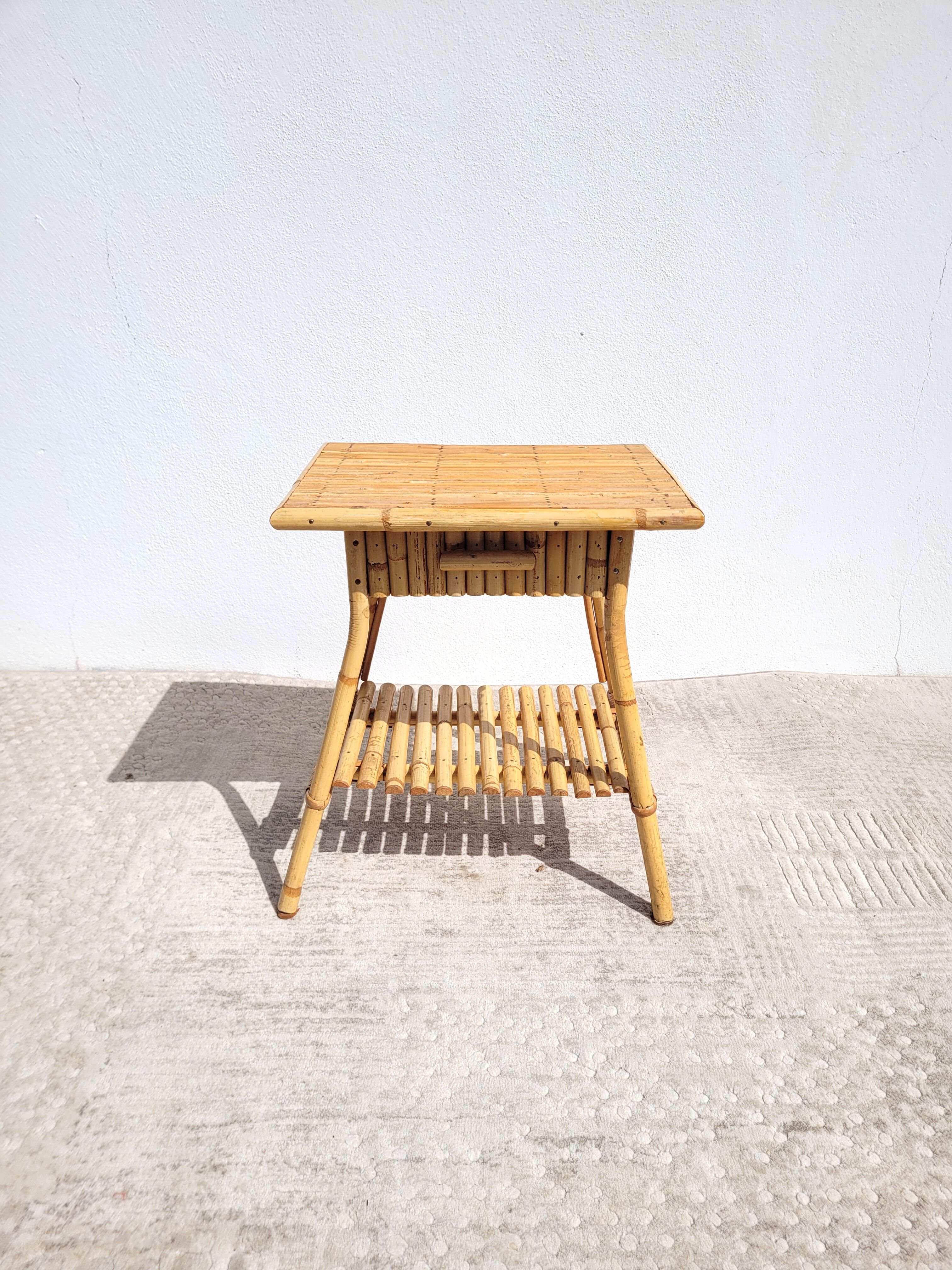 Rattan bedside or side table 1960