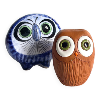 Vintage Handmade Ceramic Owls