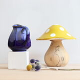 Pichet art déco en grès flammé bleu signé Alpho