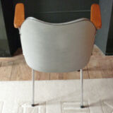 1960 Structure chrome tube - beech - two-tone leatherette Chair