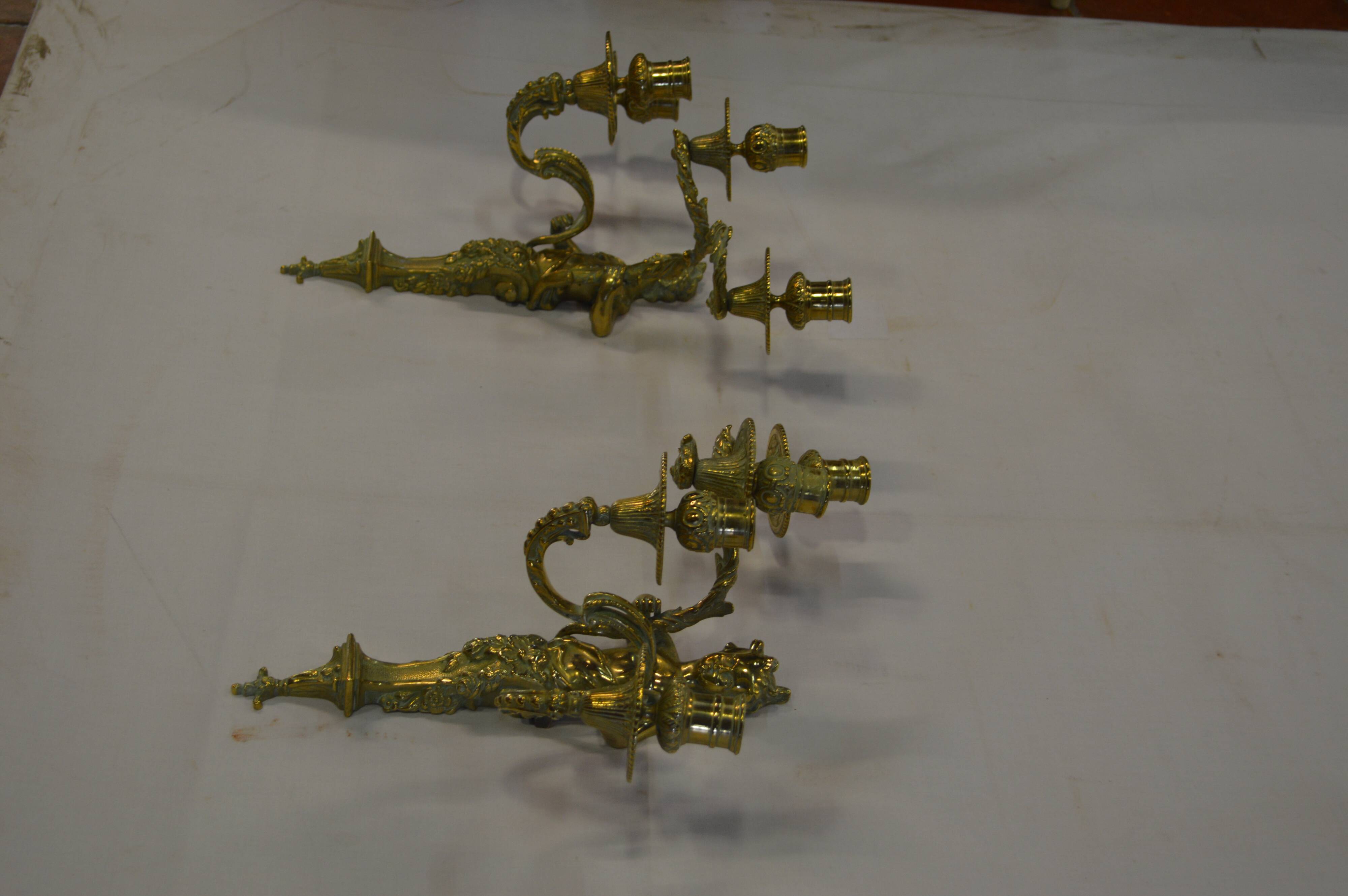 Louis XV style bronze sconces with cariatids