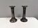 A set of ceramic candlesticks in bluish metallic glaze, Denmark 1980s