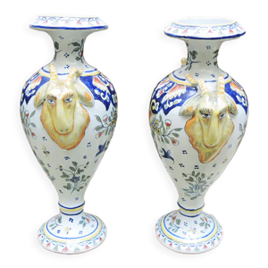 2 anciens vases style - vieux rouen
