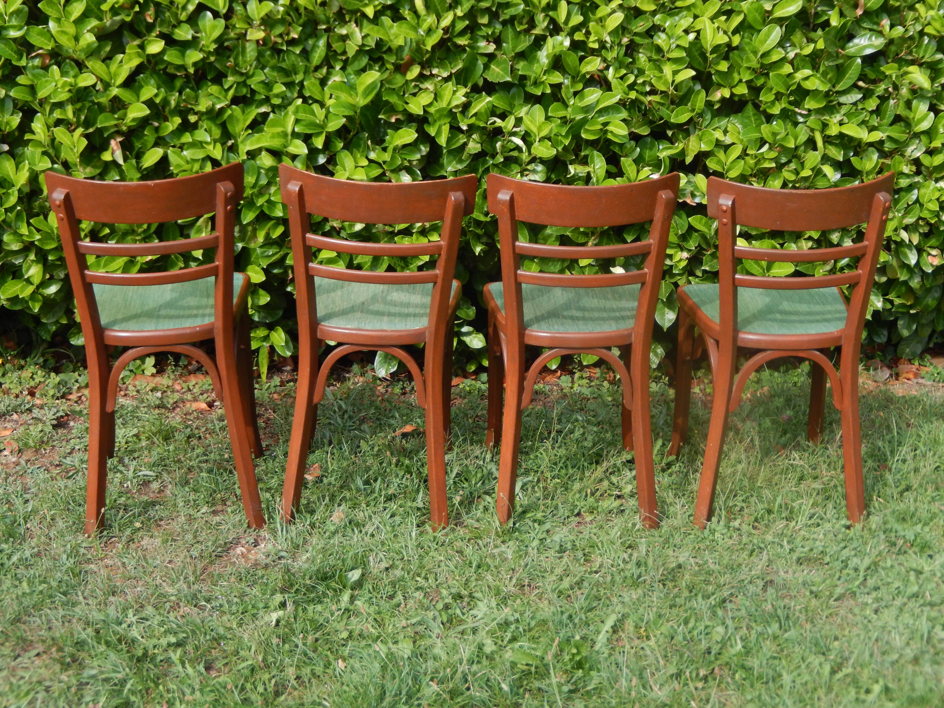 Set of 4 superb vintage Baumann bistro chairs.