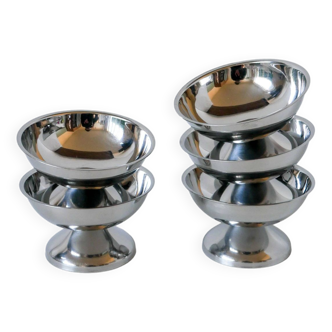 Set of 5 stainless steel bowls 1970 10 x 5 cm