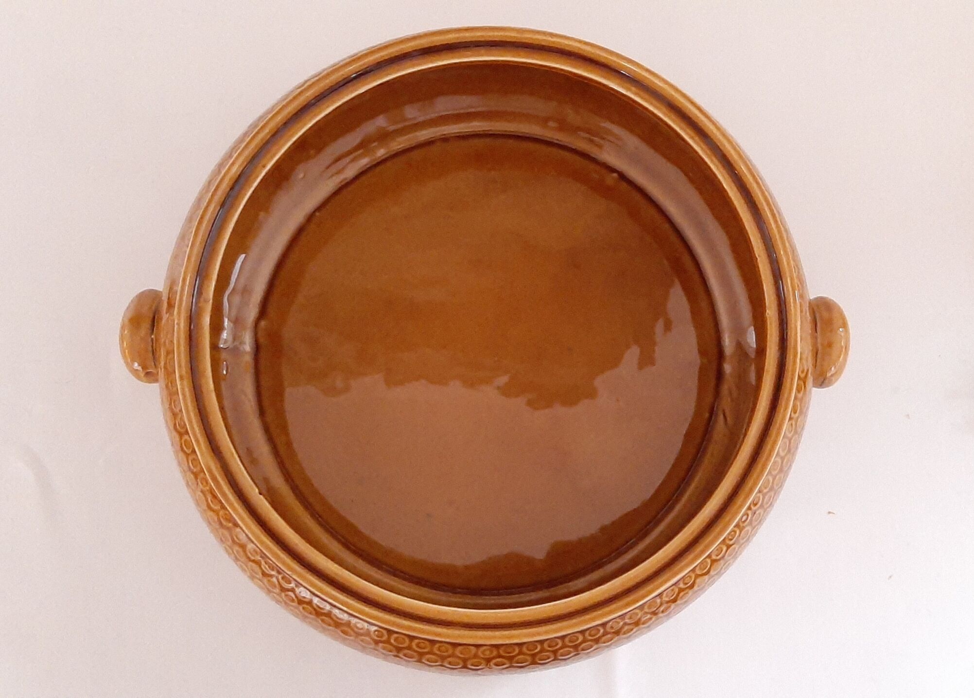 Soupière légumier vintage faïencerie Gien ambre