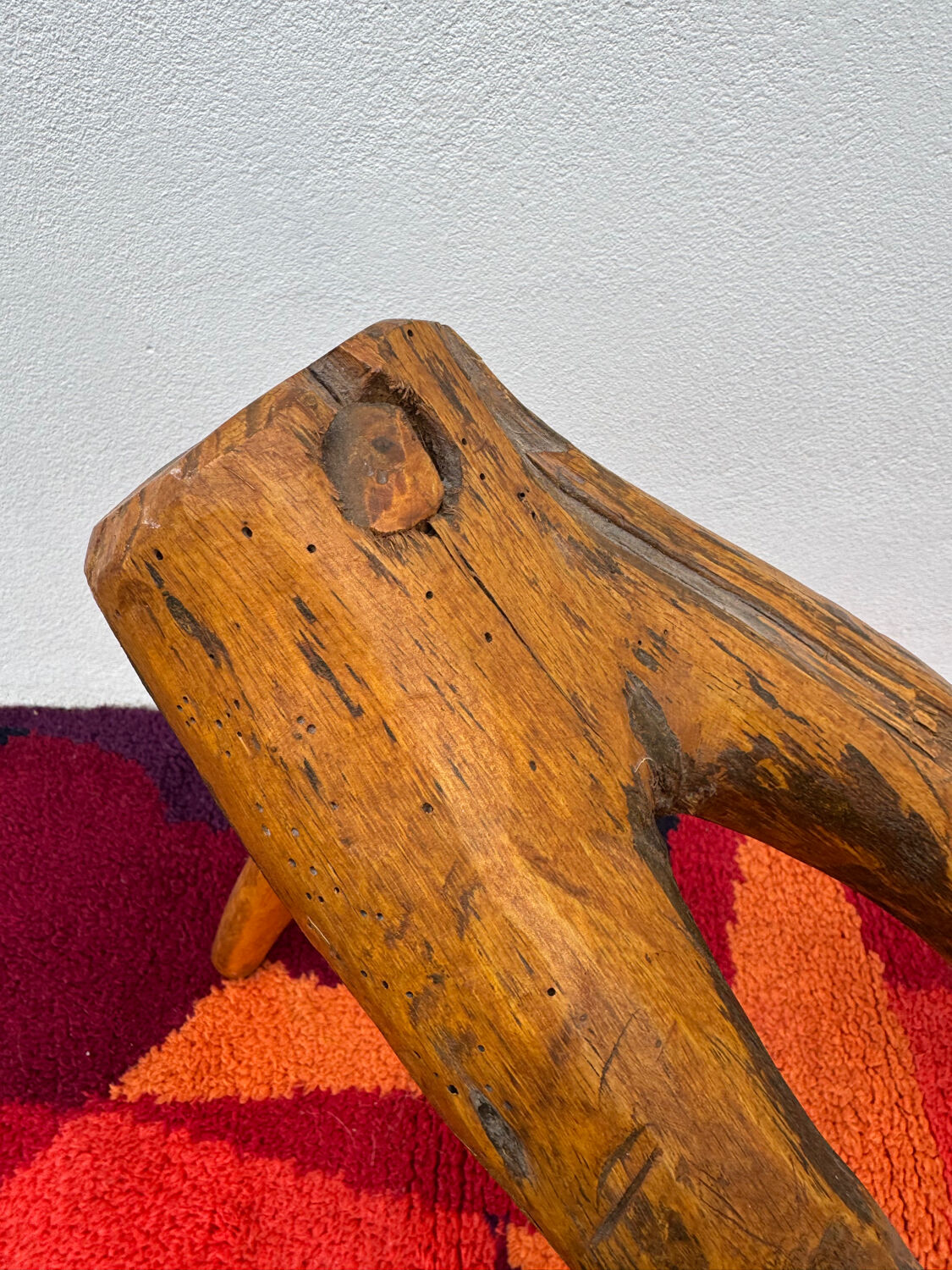 Brutalist style wooden magazine rack from the 1960s