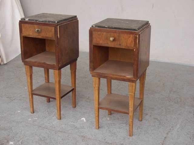 Pair of nightstands 1930 mahogany & rosewood