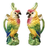 Pair of vintage ceramic cockatoo parrots – 40 cm