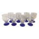 8 glasses - digestive liqueur aperitif - blue foot - art deco -