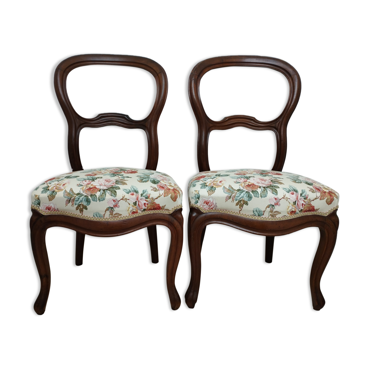 Pair of chairs Louis Philippe fabric seat