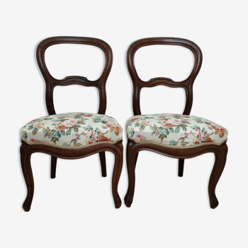 Pair of chairs Louis Philippe fabric seat