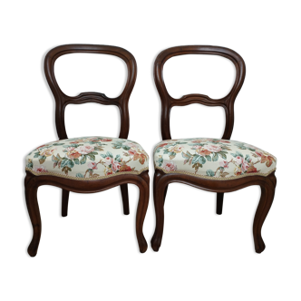 Pair of chairs Louis Philippe fabric seat