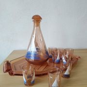 Service à liqueur Art Déco motif bateau