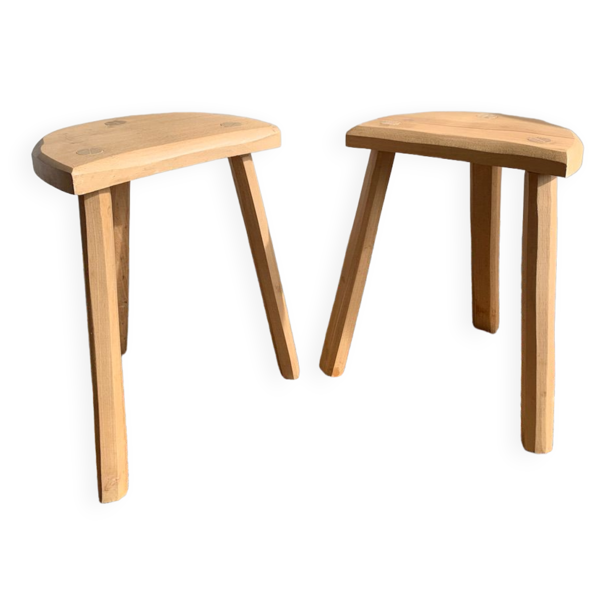 Paire de tabourets  bois brut